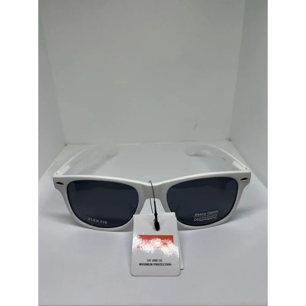 Retro Optix White Flex Fit Sunglasses UV400 Smoke Lens Lightweight